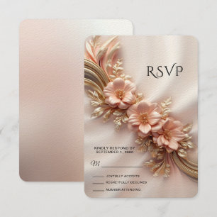 Elegant Orange Peach Floral RSVP Card