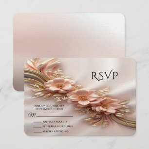 Elegant Orange Peach Floral RSVP Card
