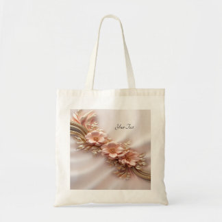 Elegant Orange Peach Floral Tote Bag