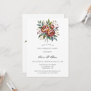 Elegant Orange Peony Watercolor Wedding Shower Invitation