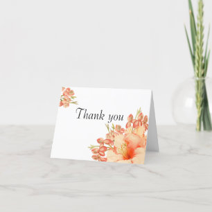 Elegant orange-pink flowers thank you card