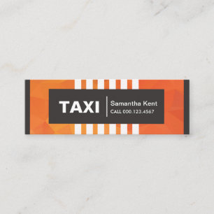 Elegant Orange Polygons Vertical Lines Taxi Driver Mini Business Card