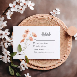 Elegant Orange Poppy Flower Botanical wedding RSVP Card