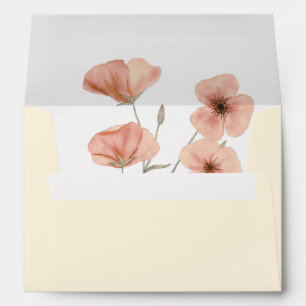  Elegant  Orange Poppy Flower Wedding Envelope