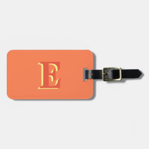 Elegant Orange Red 3D Initial Letter   Coral  Luggage Tag