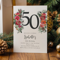 Elegant Orange & Red Floral 50th Birthday