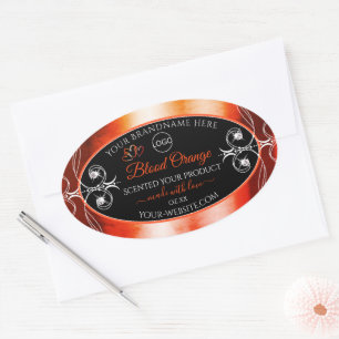 Elegant Orange Red Product Label Logo Jewels Black