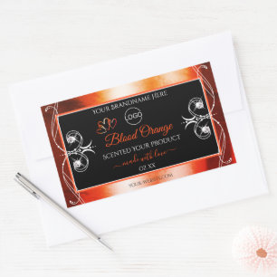 Elegant Orange Red Product Label Logo Jewels Black