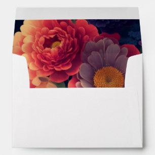 Elegant orange red purple pink vintage flowers envelope