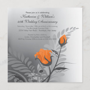 Elegant Orange Rose Anniversary Invitation