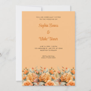 Elegant Orange Rose Garden Orange Wedding Invitation