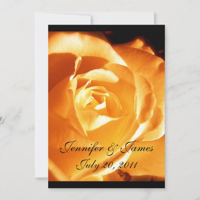 Elegant Orange Rose Wedding Invitation (Front)