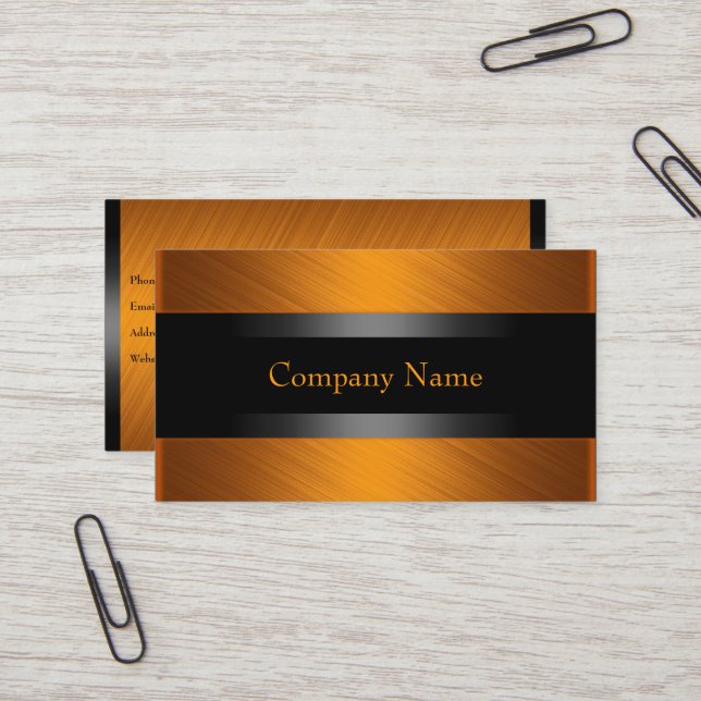 Elegant Orange Rust with Black Business Card (Front/Back In Situ)