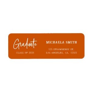Elegant Orange Script Graduation Return Address