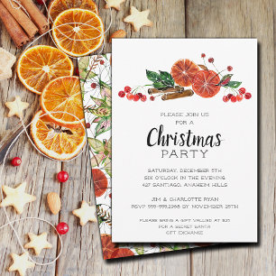 Elegant Orange Slices and Cinnamon Christmas Invitation