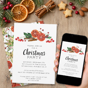 Elegant Orange Slices and Cinnamon Christmas Invitation