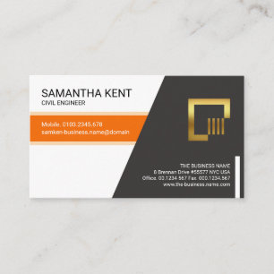 Elegant Orange Stripe Trapezium Engineering Business Card