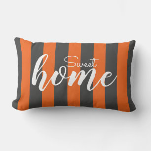 Elegant Orange Striped Pattern Test Sweet Home Lumbar Cushion