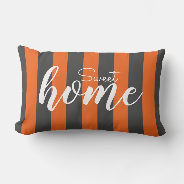 Elegant Orange Striped Pattern Test Sweet Home Lumbar Cushion (Front)