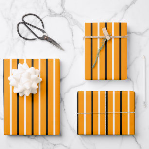 Elegant Orange Striped Wrapping  Paper Sheet