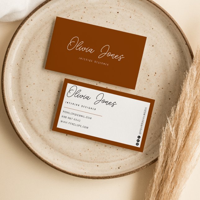 Elegant Orange Terracotta Branding Modern Trendy  Business Card (Creator Uploaded)