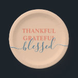 Elegant orange thankful grateful blessed paper plate<br><div class="desc">Elegant orange thankful grateful blessed paper plate</div>