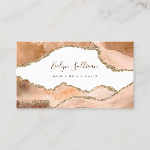 elegant orange watercolor agate  business card