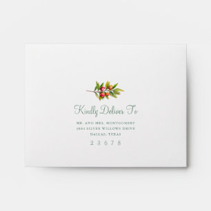 Elegant Orange Watercolor Custom Name Wedding RSVP Envelope