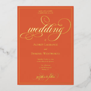 Elegant Orange Wedding Script Calligraphy