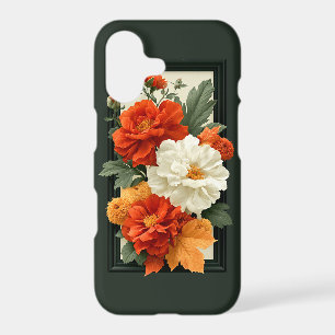 Elegant Orange & White Floral Art