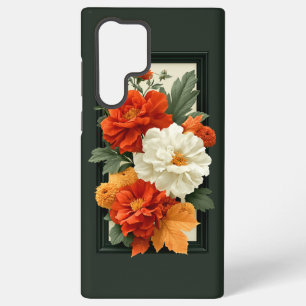 Elegant Orange & White Floral Art Acrylic Art Samsung Galaxy Case