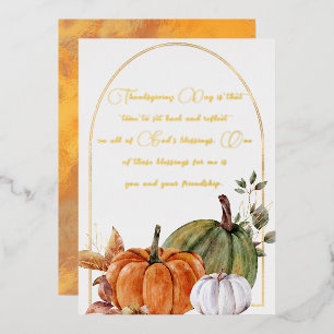 Elegant Orange White Green Pumpkins Gold Script