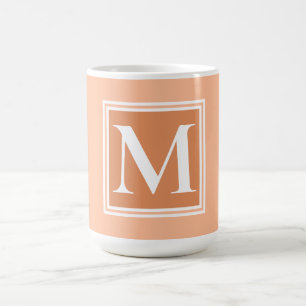 Elegant orange white monogram script topography coffee mug