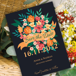 Elegant Orange & Yellow Floral Save the Date Card