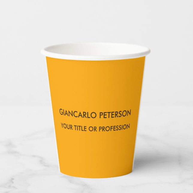 Elegant Orange Yellow Minimalist Professional Paper Cups (Front)