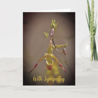 Elegant Orange Yellow Orchid Flower With Sympathy Card