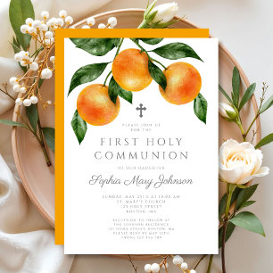 Elegant Oranges First Holy Communion Invitation