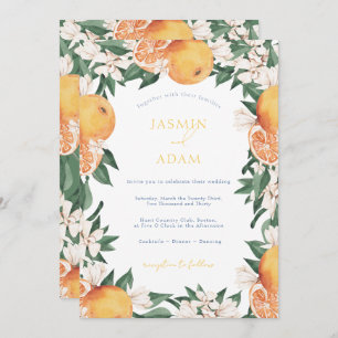 Elegant Oranges Mediterranean Citrus Wedding Invitation