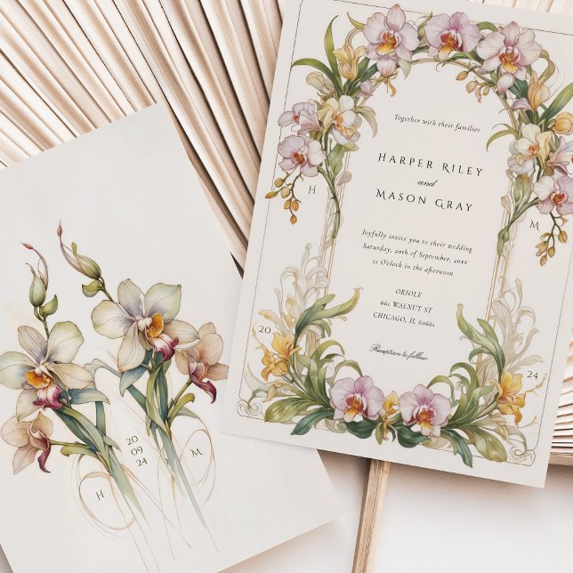 Elegant Orchid Art Nouveau Wedding  Invitation (Creator Uploaded)