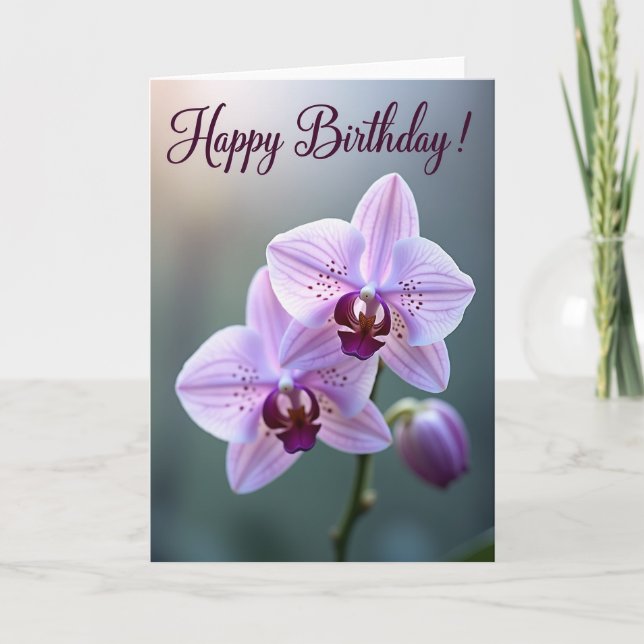 Elegant Orchid Birthday Card (Front)