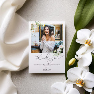 Elegant Orchid bridal shower photo thank you card