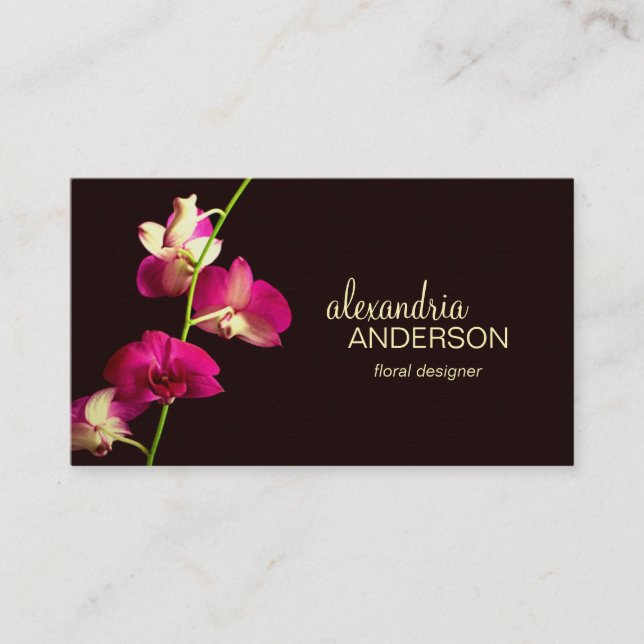 Elegant Orchid Designer Business Card (Front)