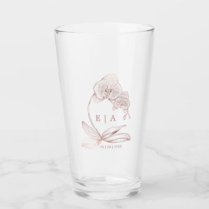 Elegant Orchid Floral Monogram Wedding Keepsake Glass