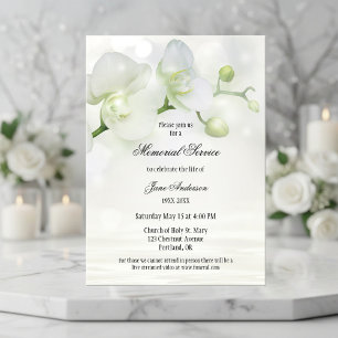 Elegant Orchid Funeral Memorial Service Invitation