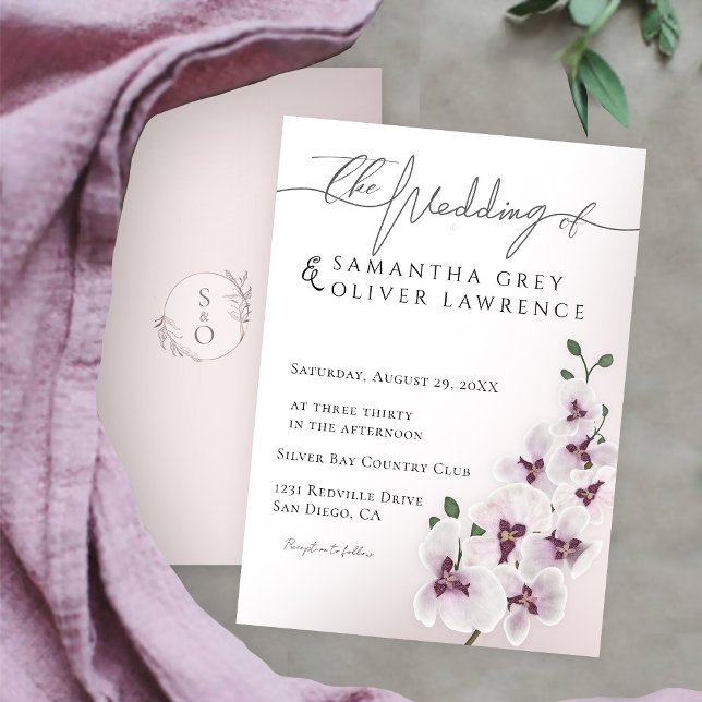 Elegant Orchid Minimalist Wedding Invitation Card (Creator Uploaded)