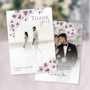 Elegant Orchid Minimalist Wedding Thank You Card