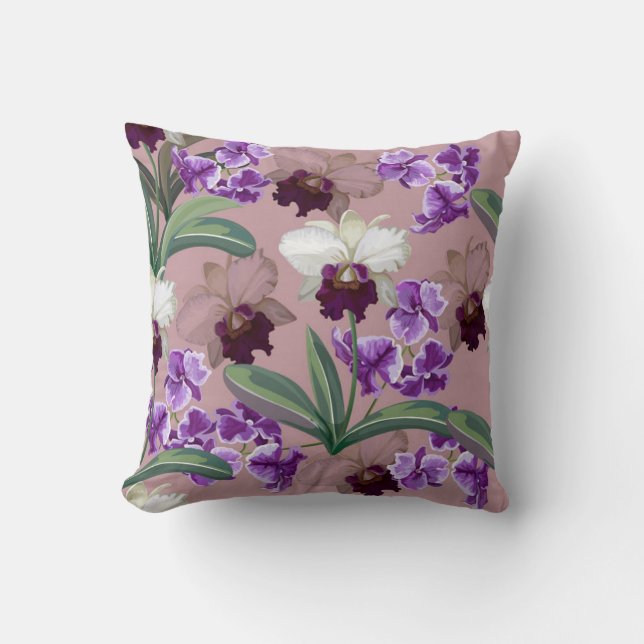 Elegant Orchid Pattern Cushion (Front)