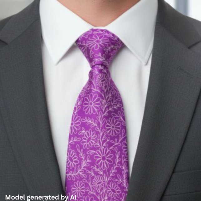 Elegant Orchid Purple Floral Pattern Tie (Creator Uploaded)