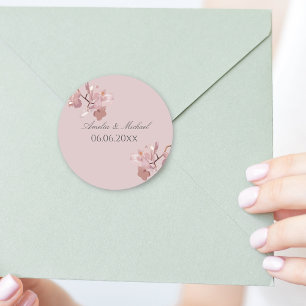 Elegant Orchid Save the Date Classic Round Sticker