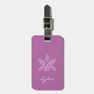 Elegant Orchid Simple Bold Purple Flower With Name Luggage Tag
